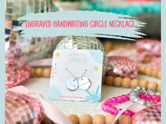 Handwriting Circle Disc Necklace- Laser engraved