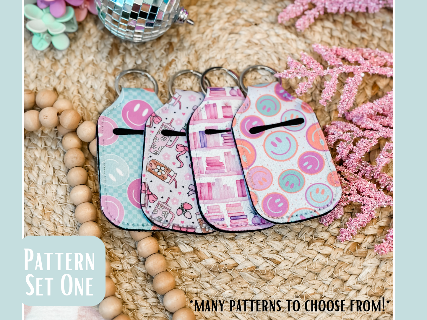 Hand Sanitizer Holder Keychain- PATTERN SET ONE