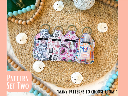 Hand Sanitizer Holder Keychain- PATTERN SET TWO