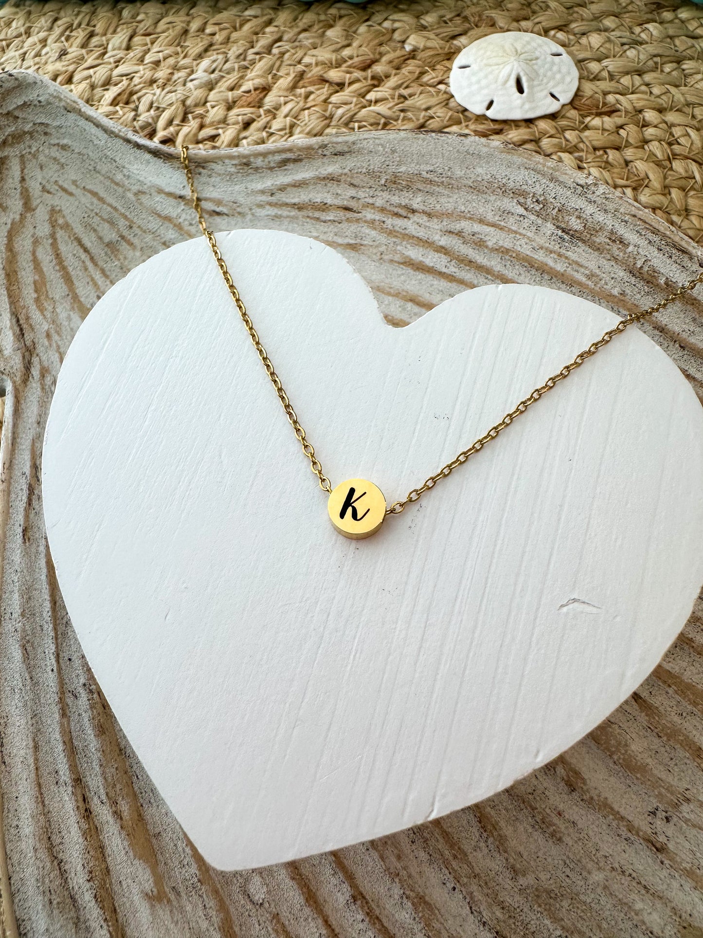 Initial Necklace- Engraved Stainless Steel