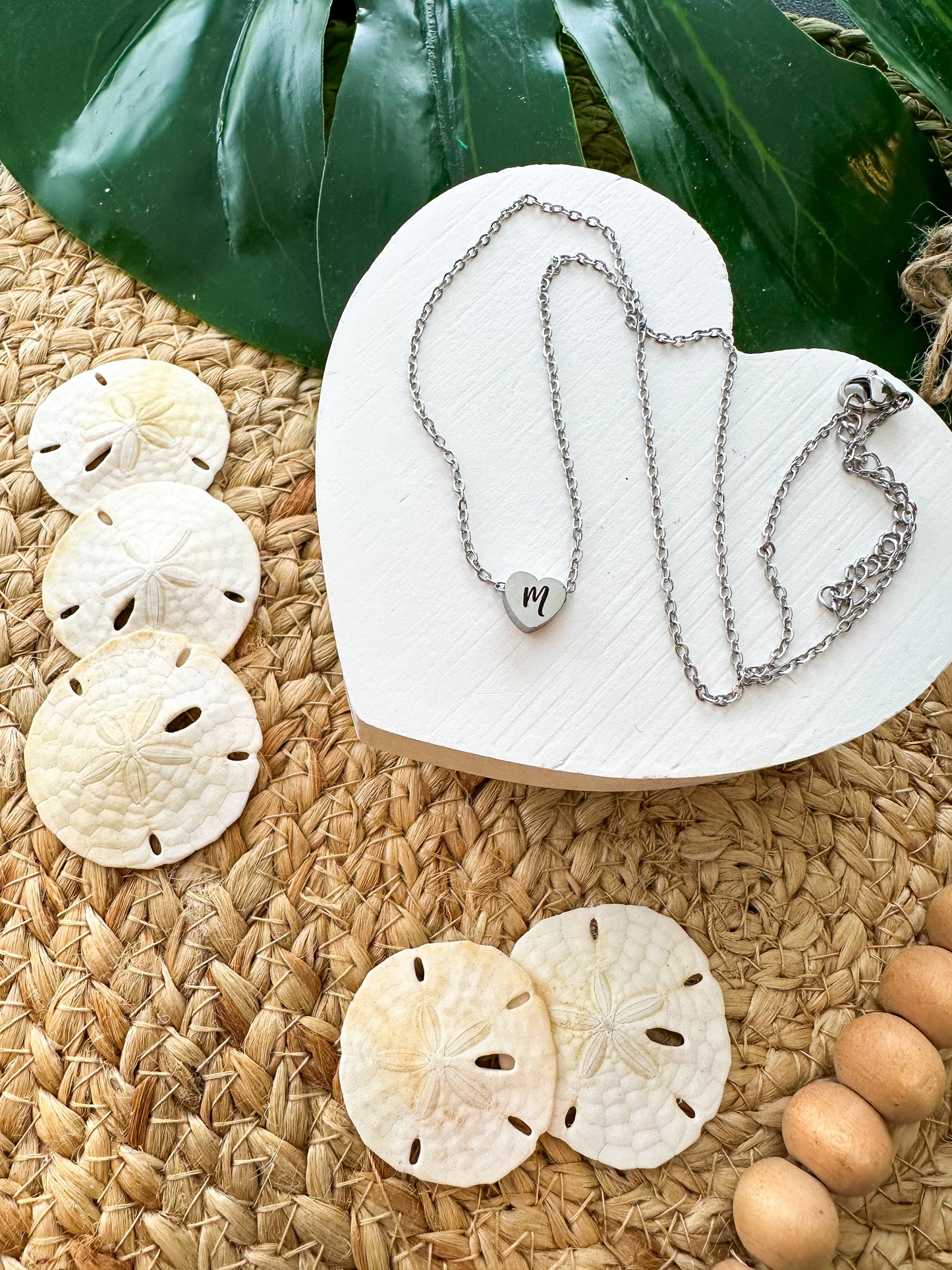 Initial Heart Necklace- Engraved Stainless Steel