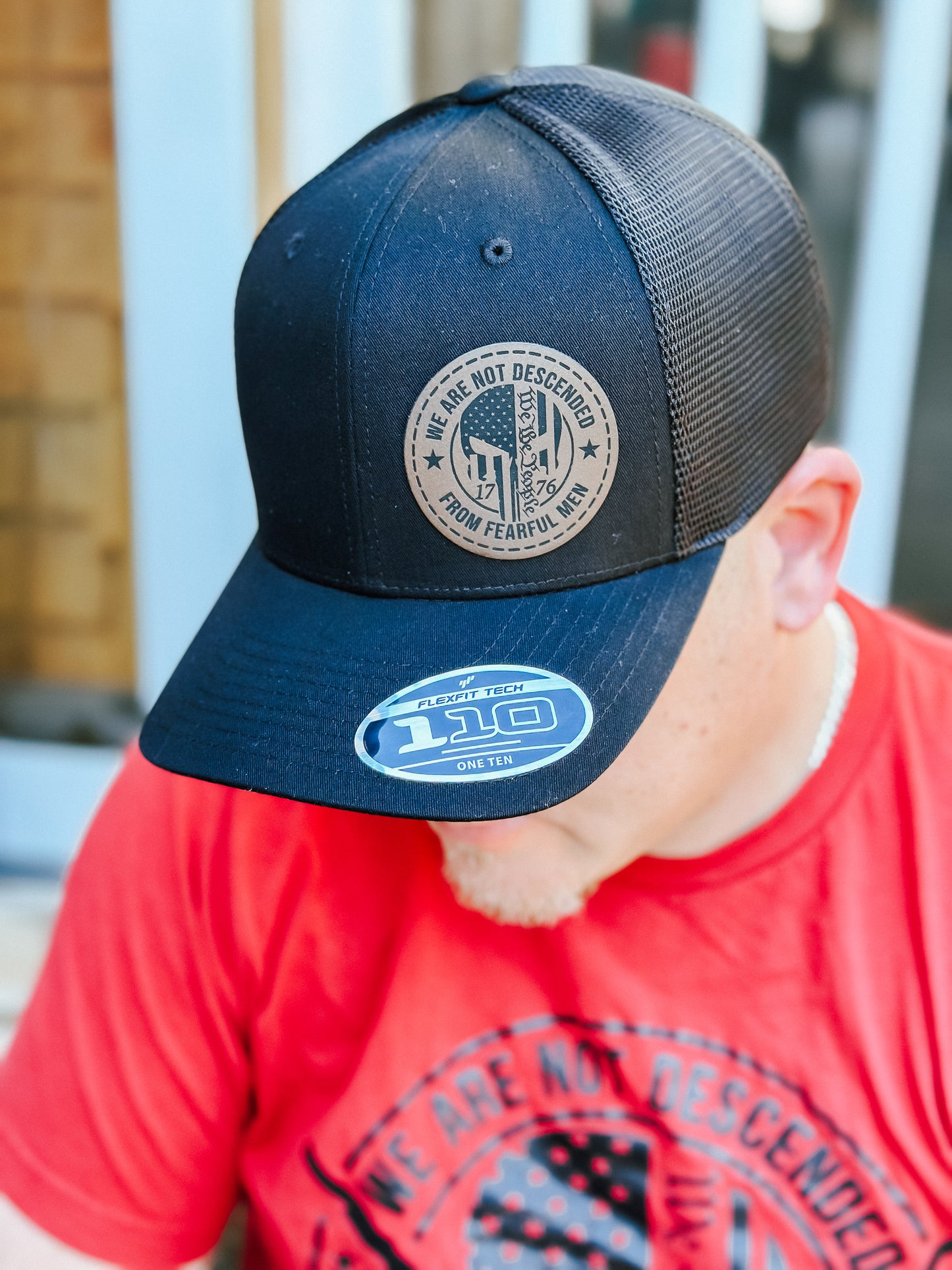 We Are Not Descended From Fearful Men Trucker Hat- Round Patch