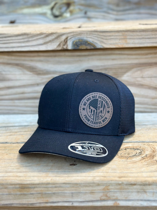 We Are Not Descended From Fearful Men Trucker Hat- Round Patch