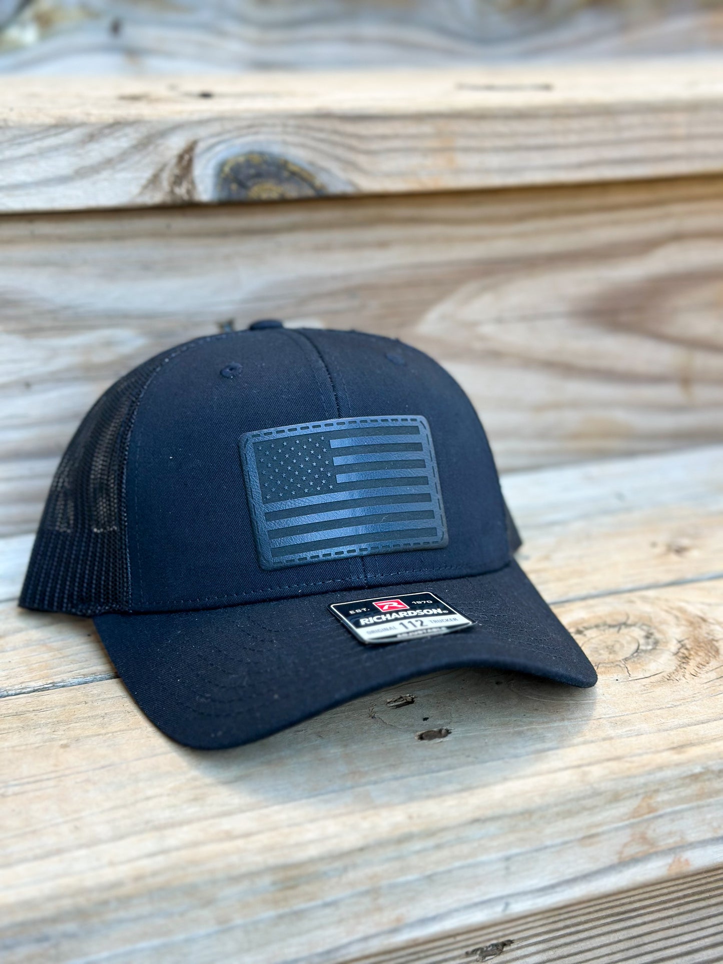 American Flag Trucker Hat- Blacked Out