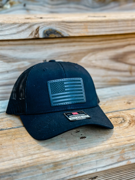 American Flag Trucker Hat- Blacked Out