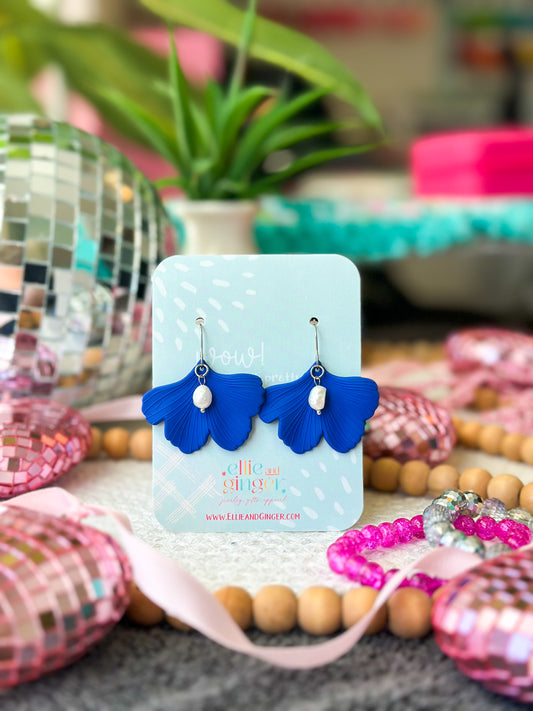 Royal Blue Ginkgo Leaf Dangles