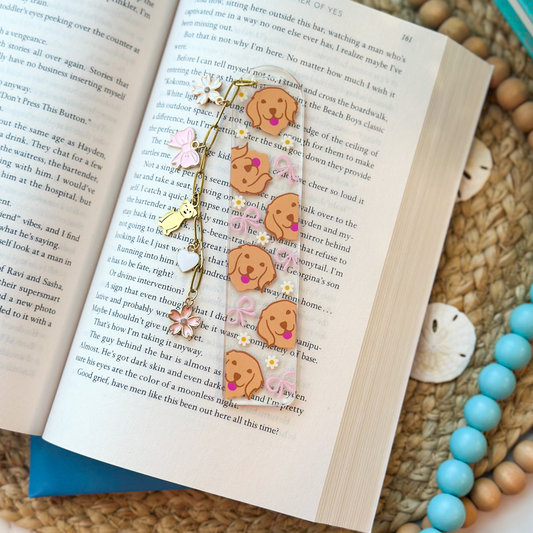 Dogs & Bows- Clear Acrylic Bookmark