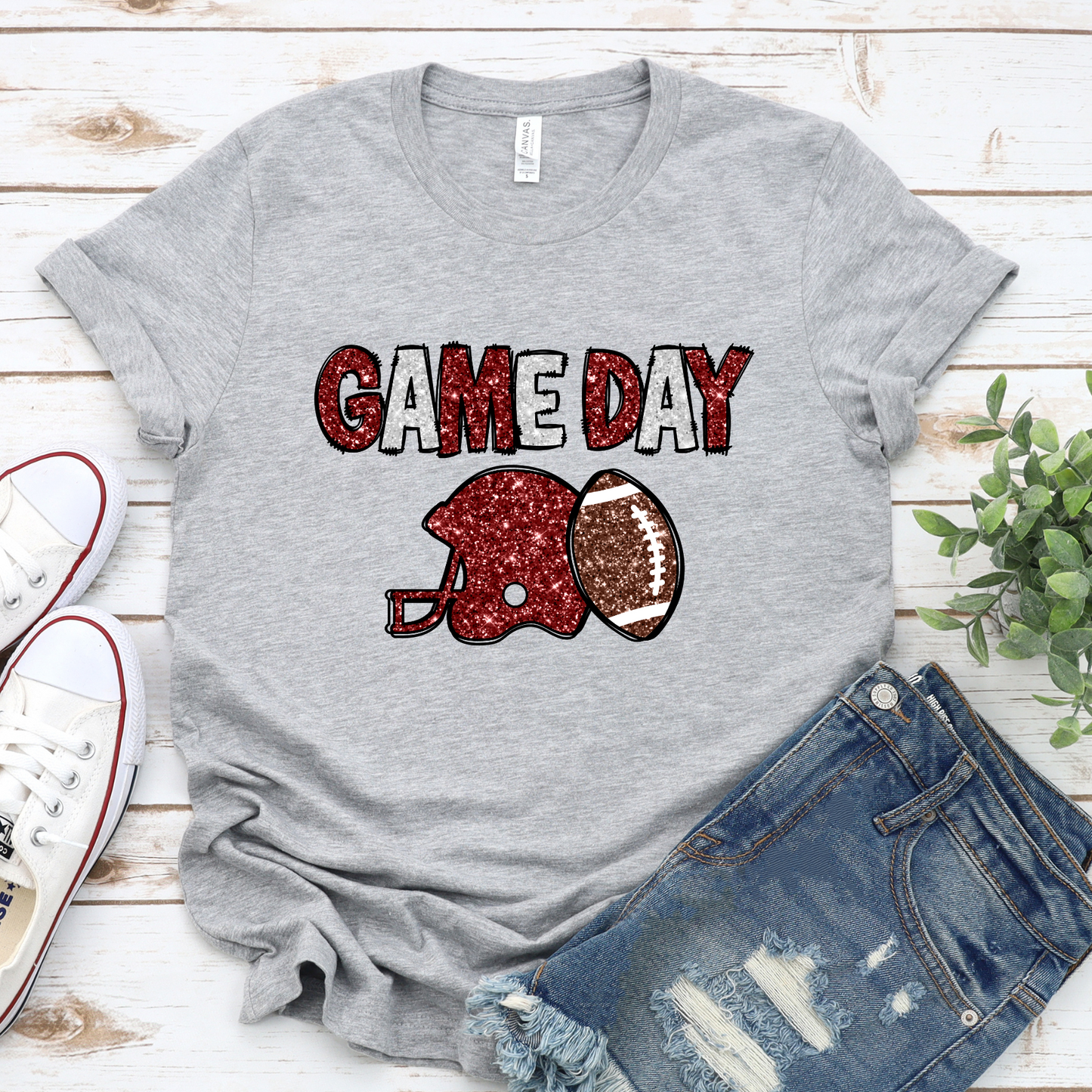 Game Day Maroon- Faux Glitter- Shirt, Crewneck or Hoodie