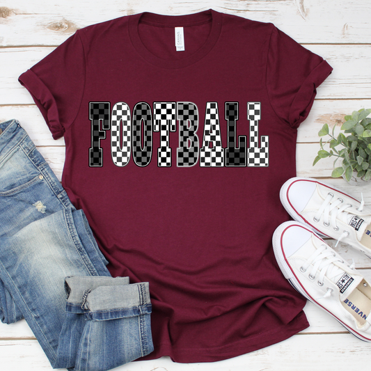 Football Black and White Check- Shirt, Crewneck or Hoodie