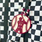 Laser Cut Acrylic Baseball Tag with Player Silhouette and Custom name and number made in team colors