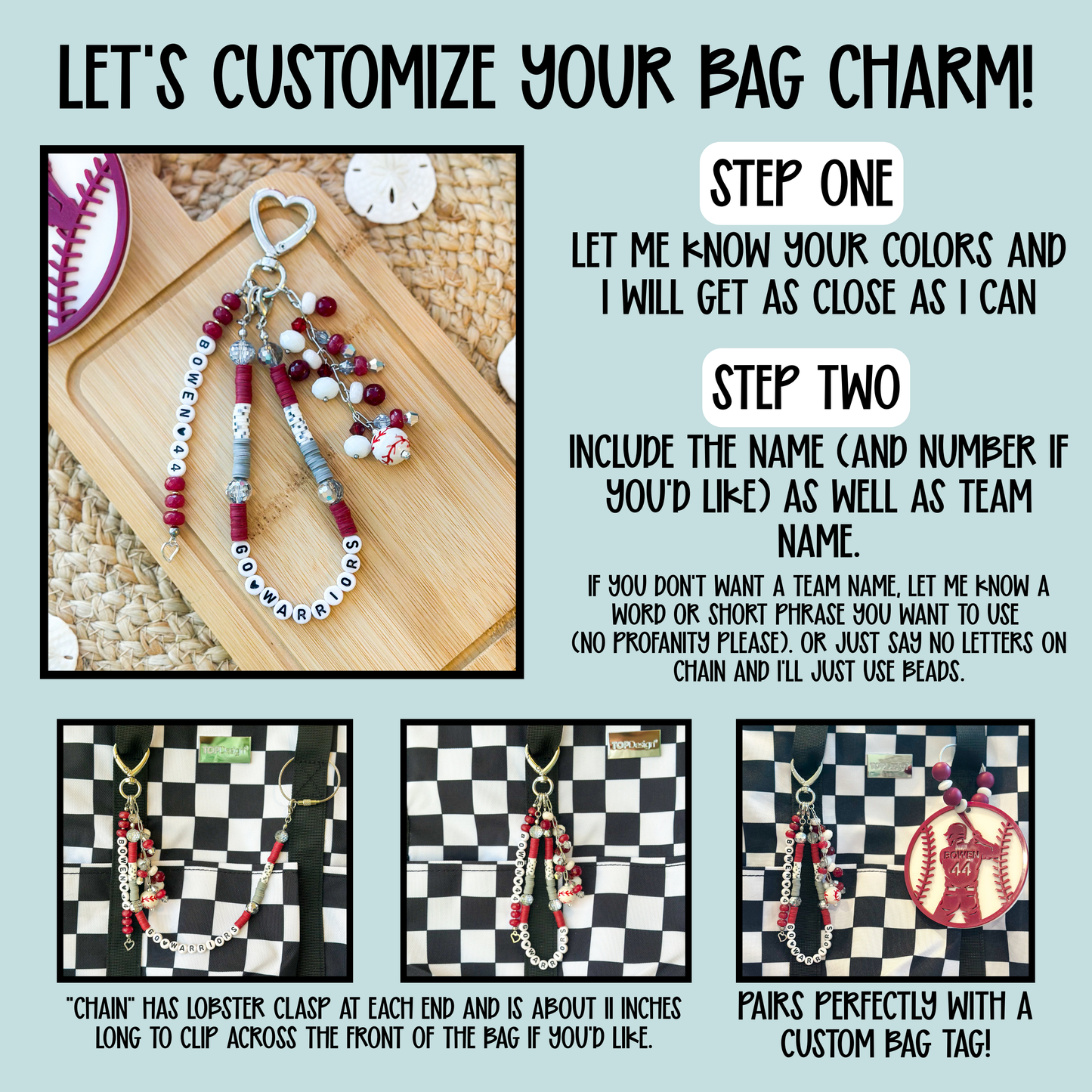 Custom Bag Charm- Sports