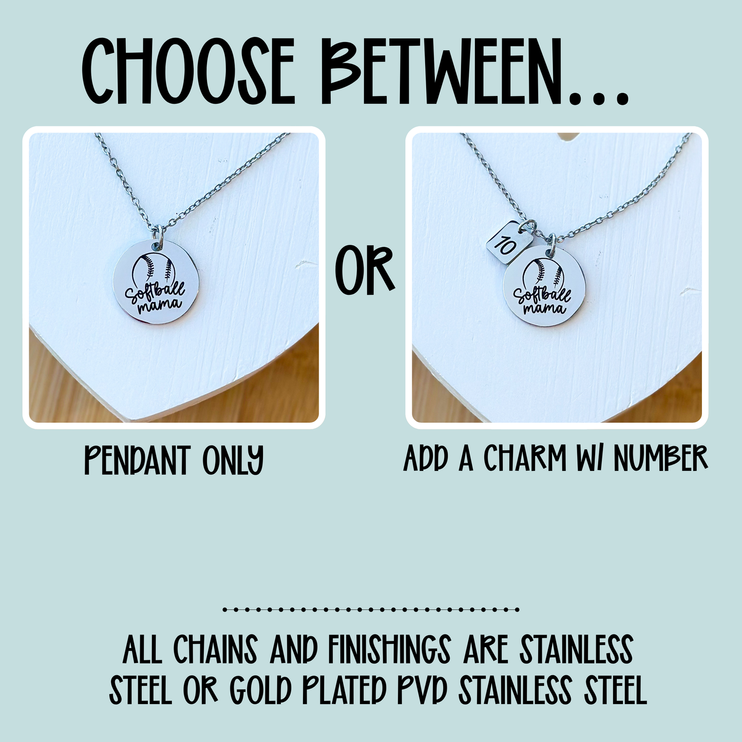 Softball Mama Necklace- Round