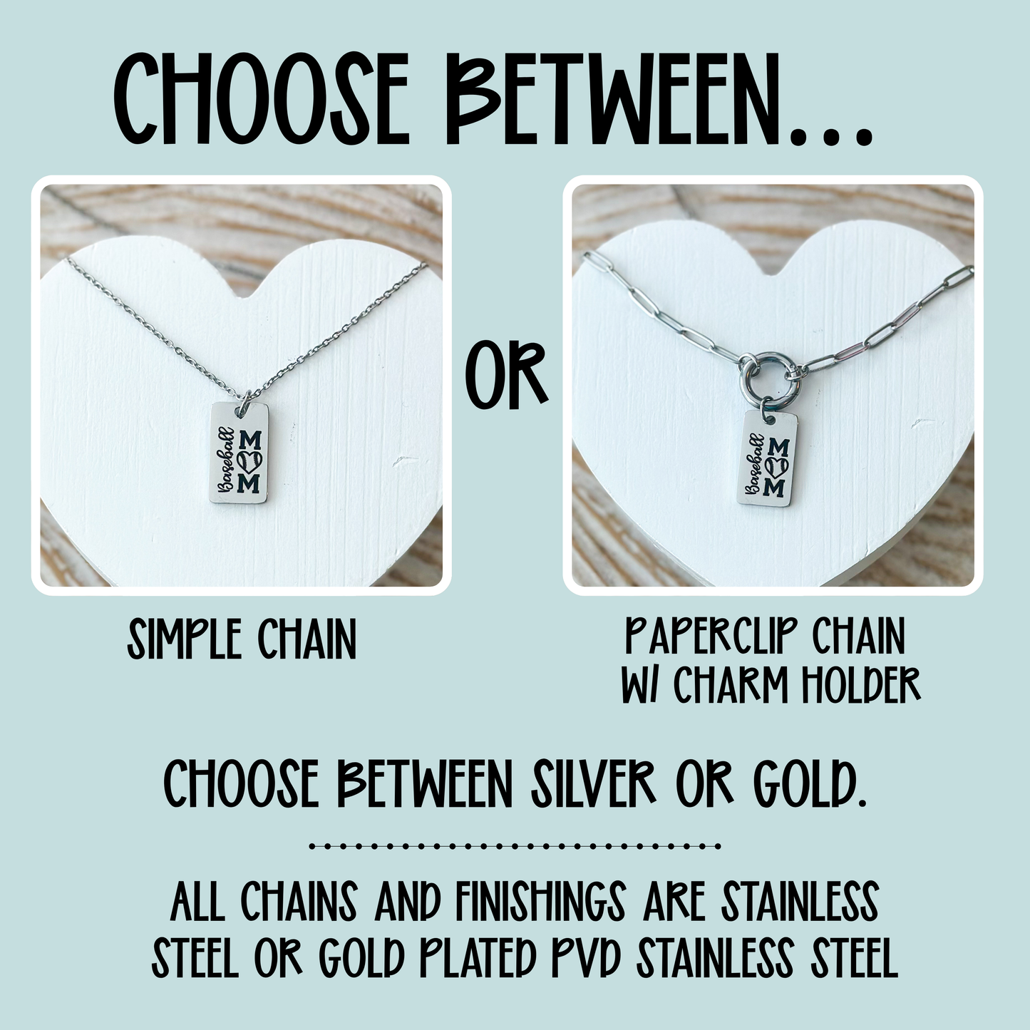 Baseball Mom Necklace- Rectangle