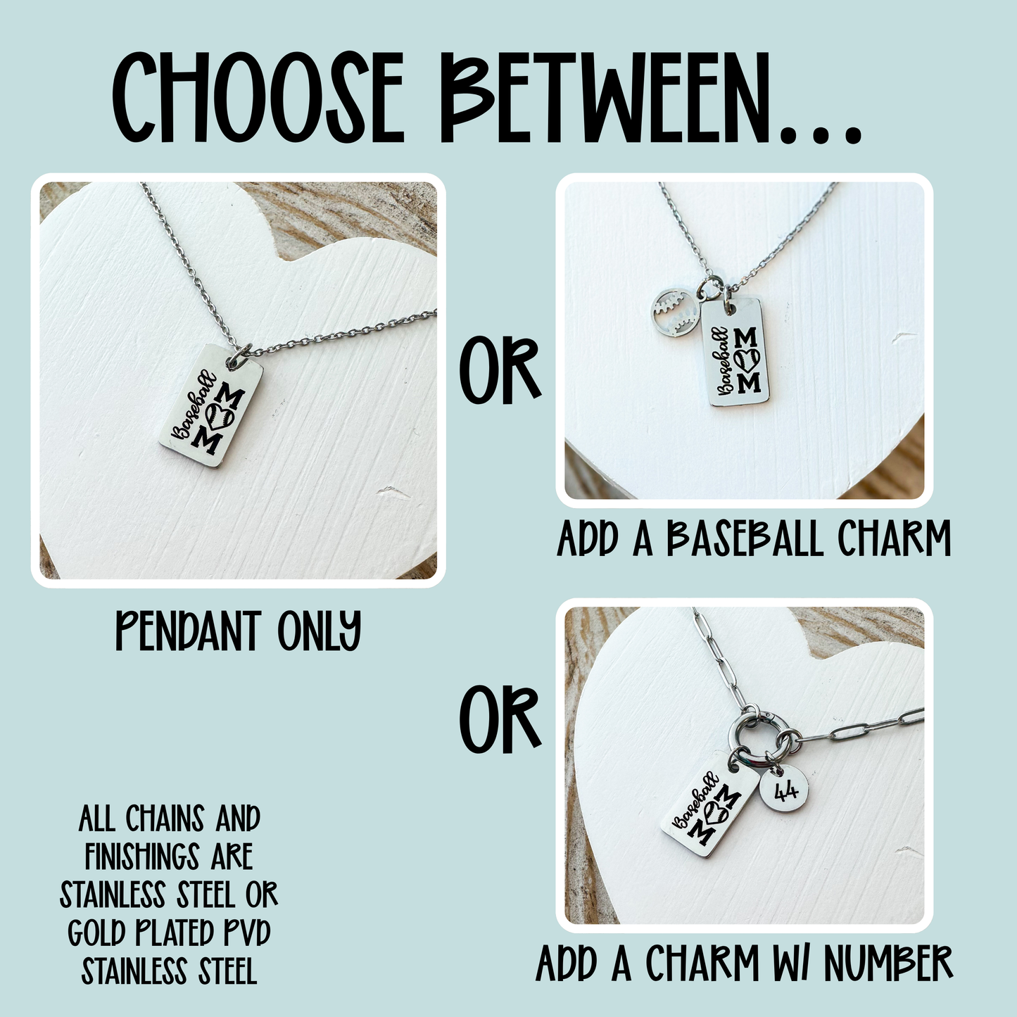 Baseball Mom Necklace- Rectangle