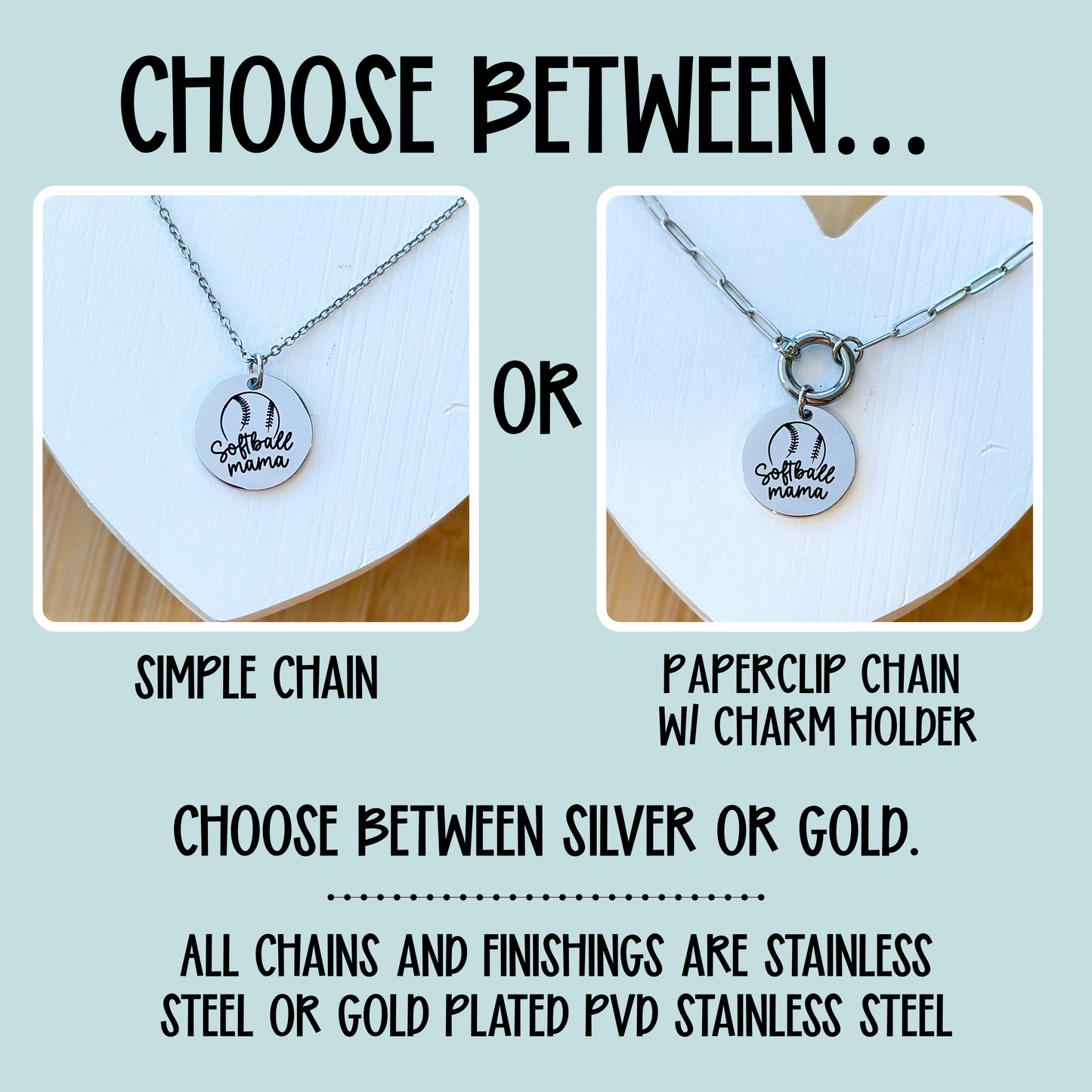 Softball Mama Necklace- Round