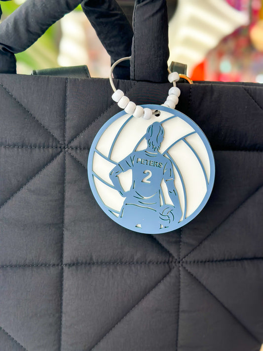 Girls Volleyball Acrylic Bag Tags