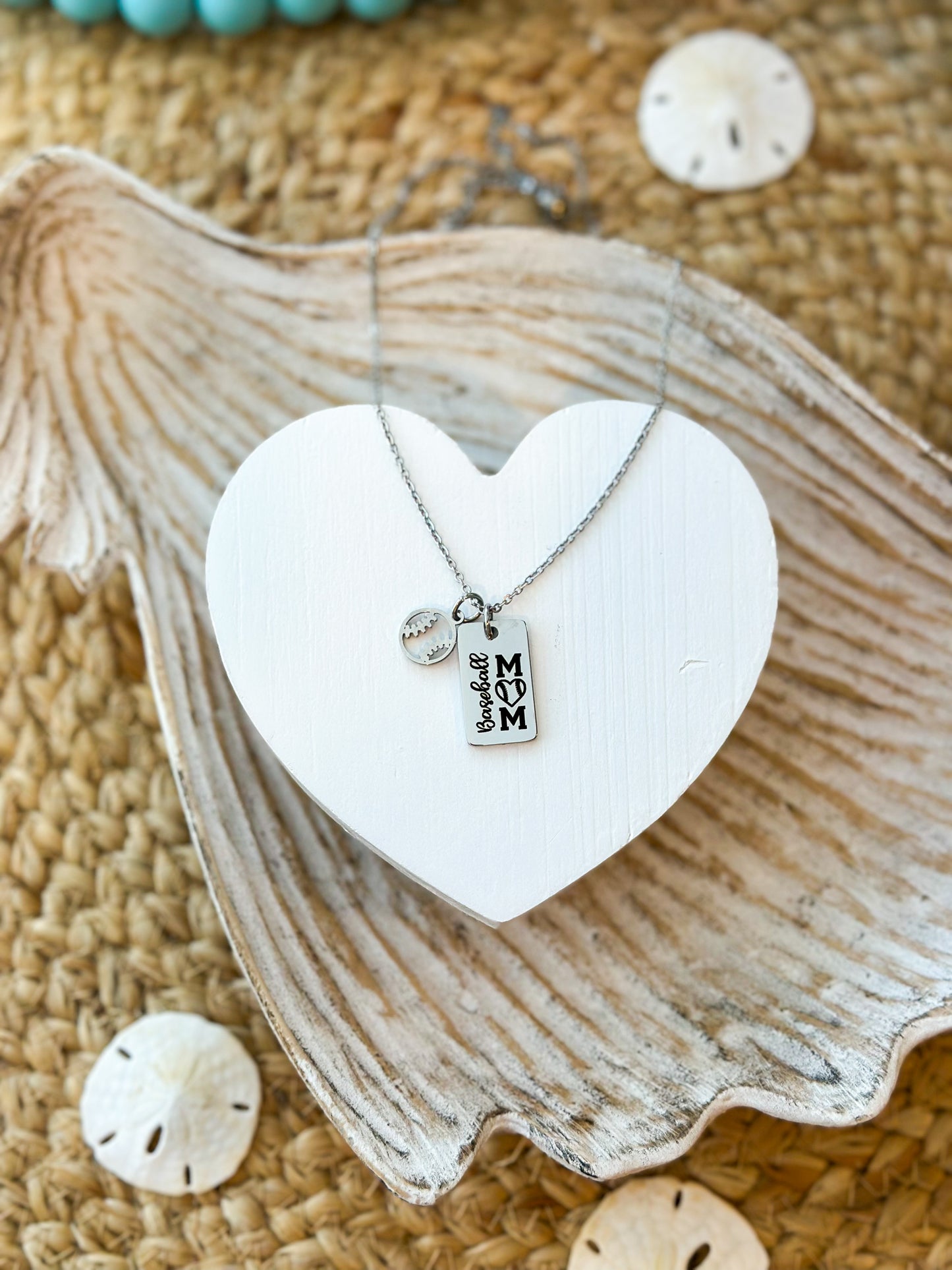 Baseball Mom Necklace- Rectangle