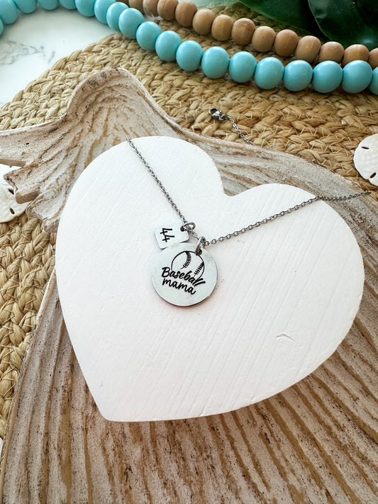 Baseball Mom Necklace- Round