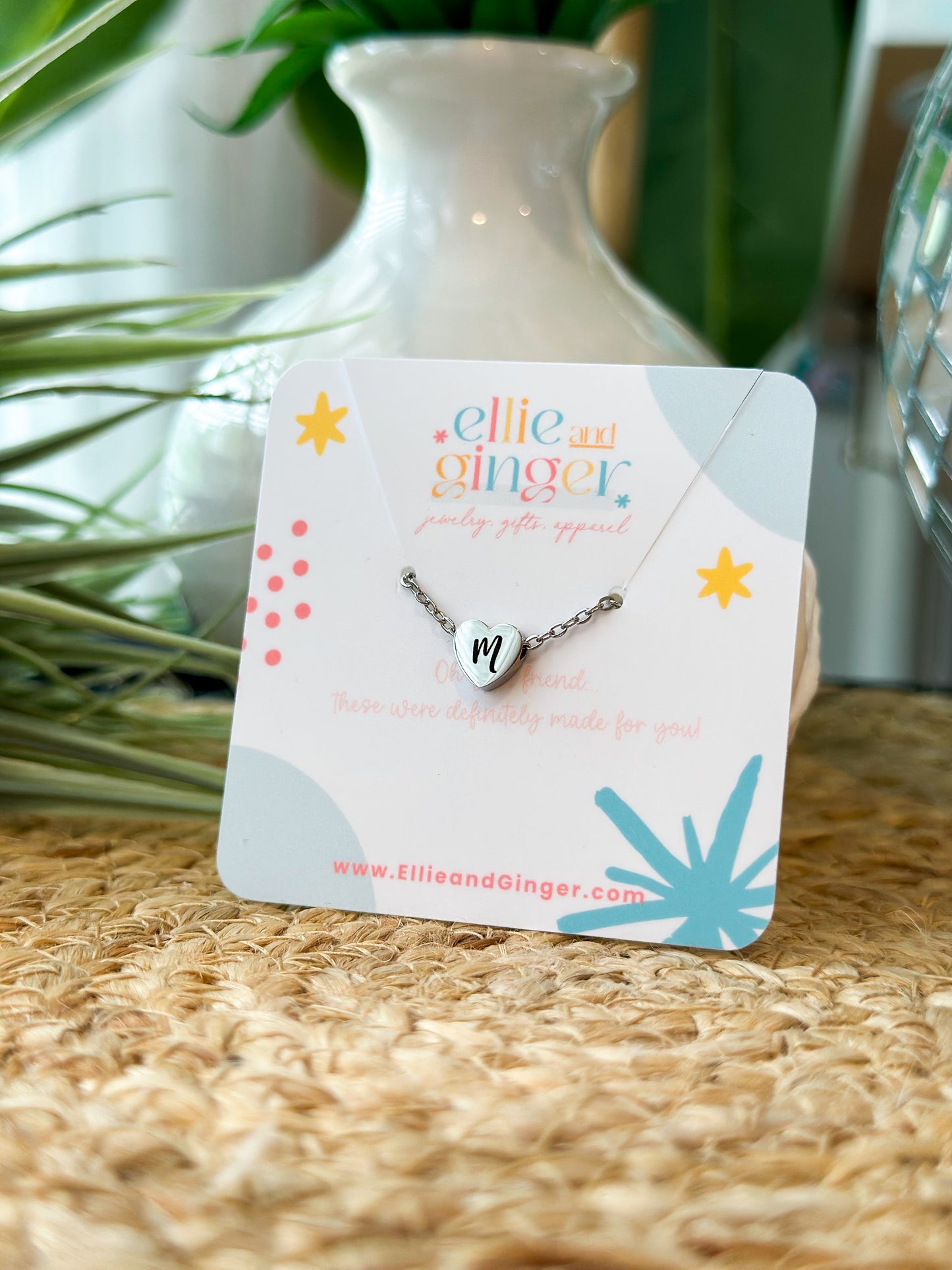 Initial Heart Necklace- Engraved Stainless Steel