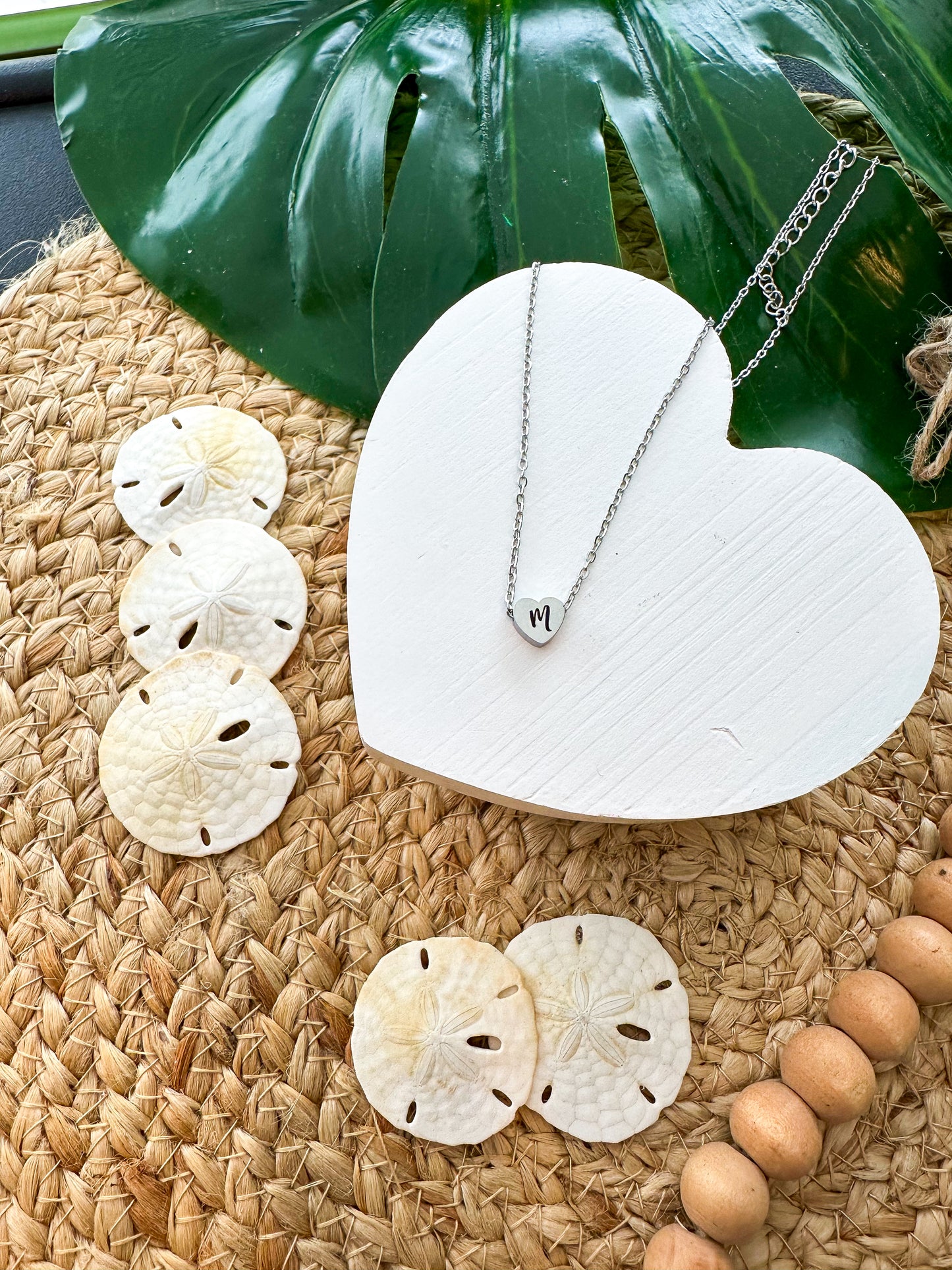Initial Heart Necklace- Engraved Stainless Steel