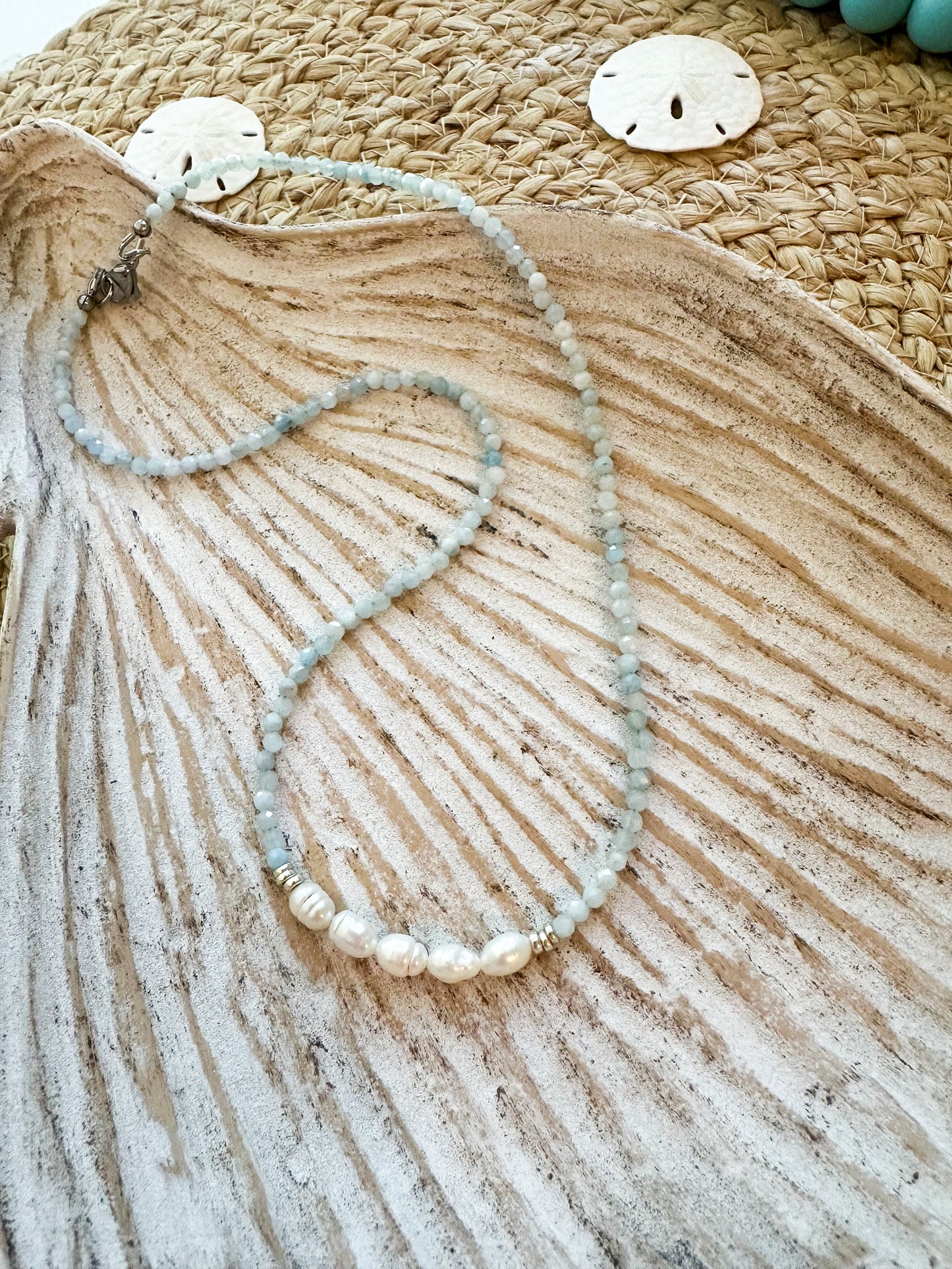 Aquamarine and Pearl Necklace