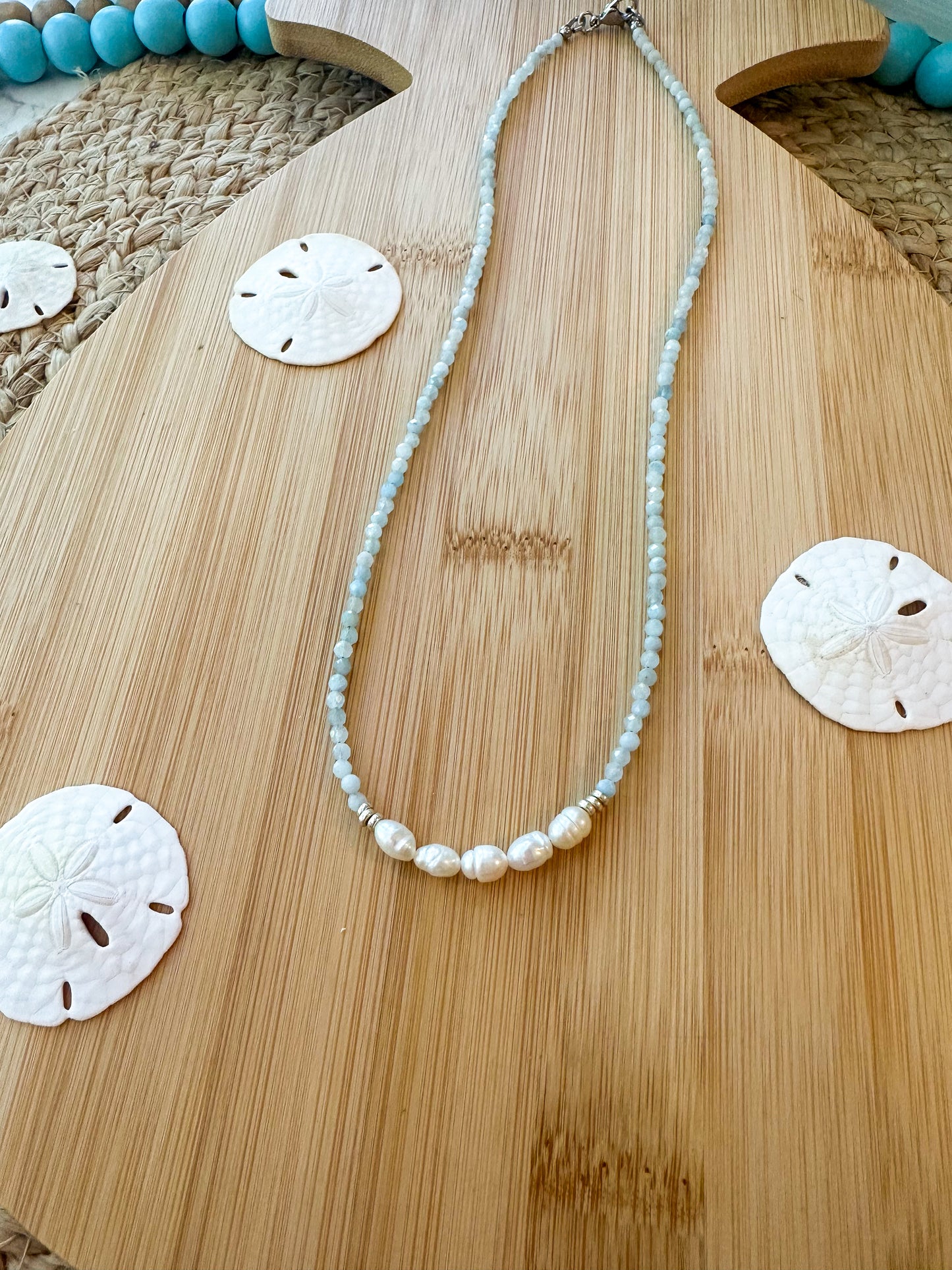 Aquamarine and Pearl Necklace