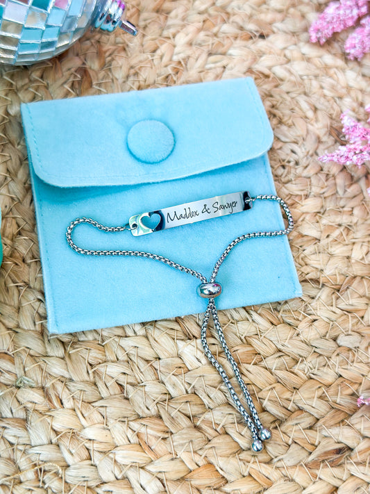 Engraved Adjustable Bracelet- Stainless Steel