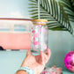 Pink Flamingos- Glass Can Cup