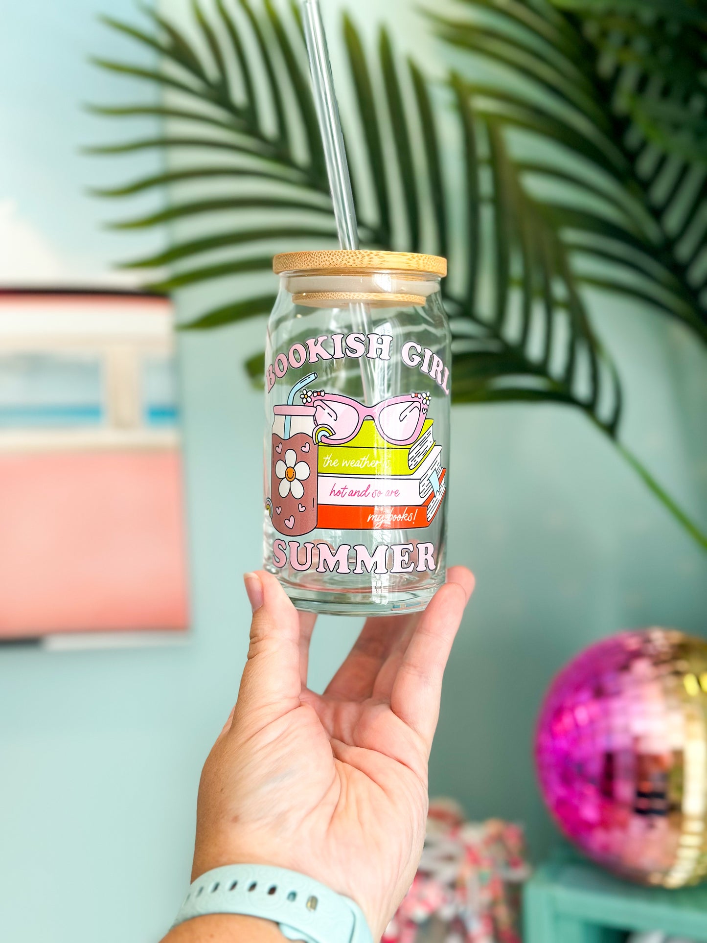 Bookish Girl Summer- Glass Can Cup