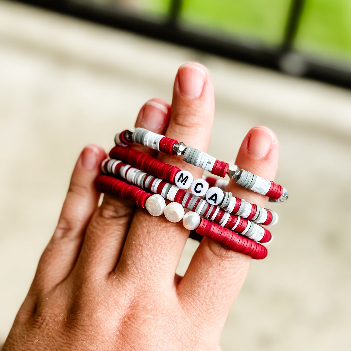 Maroon and Gray Bracelets- Choose from 4 Fun Patterns