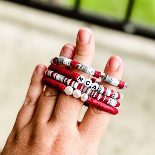 Maroon and Gray Bracelets- Choose from 4 Fun Patterns