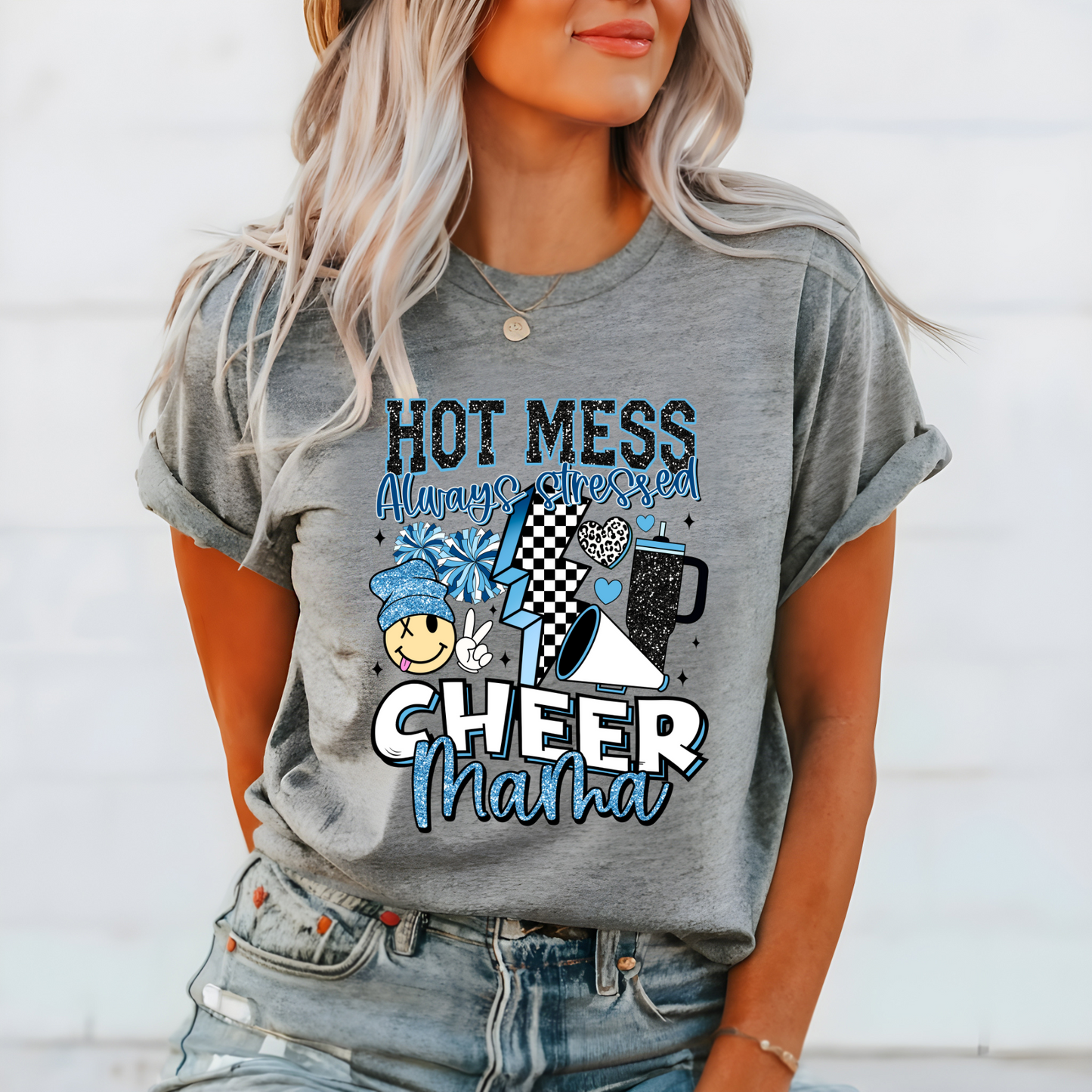 Hot Mess Cheer Mama- Shirt, Crewneck or Hoodie