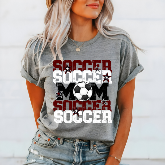 Soccer Mom Maroon Stack- Shirt, Crewneck or Hoodie