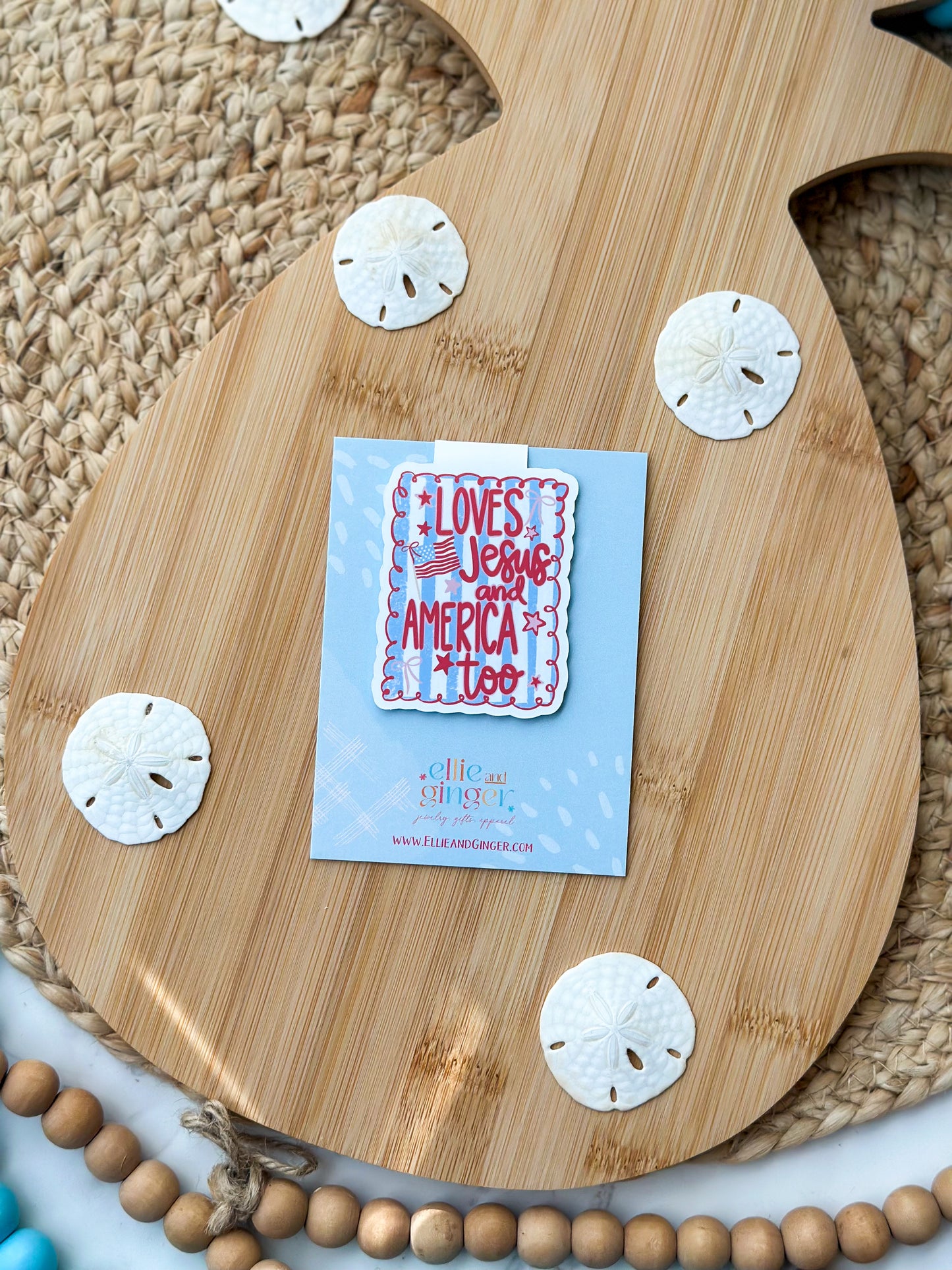 Magnetic Bookmark, Loves Jesus and America too, Patriotic colors