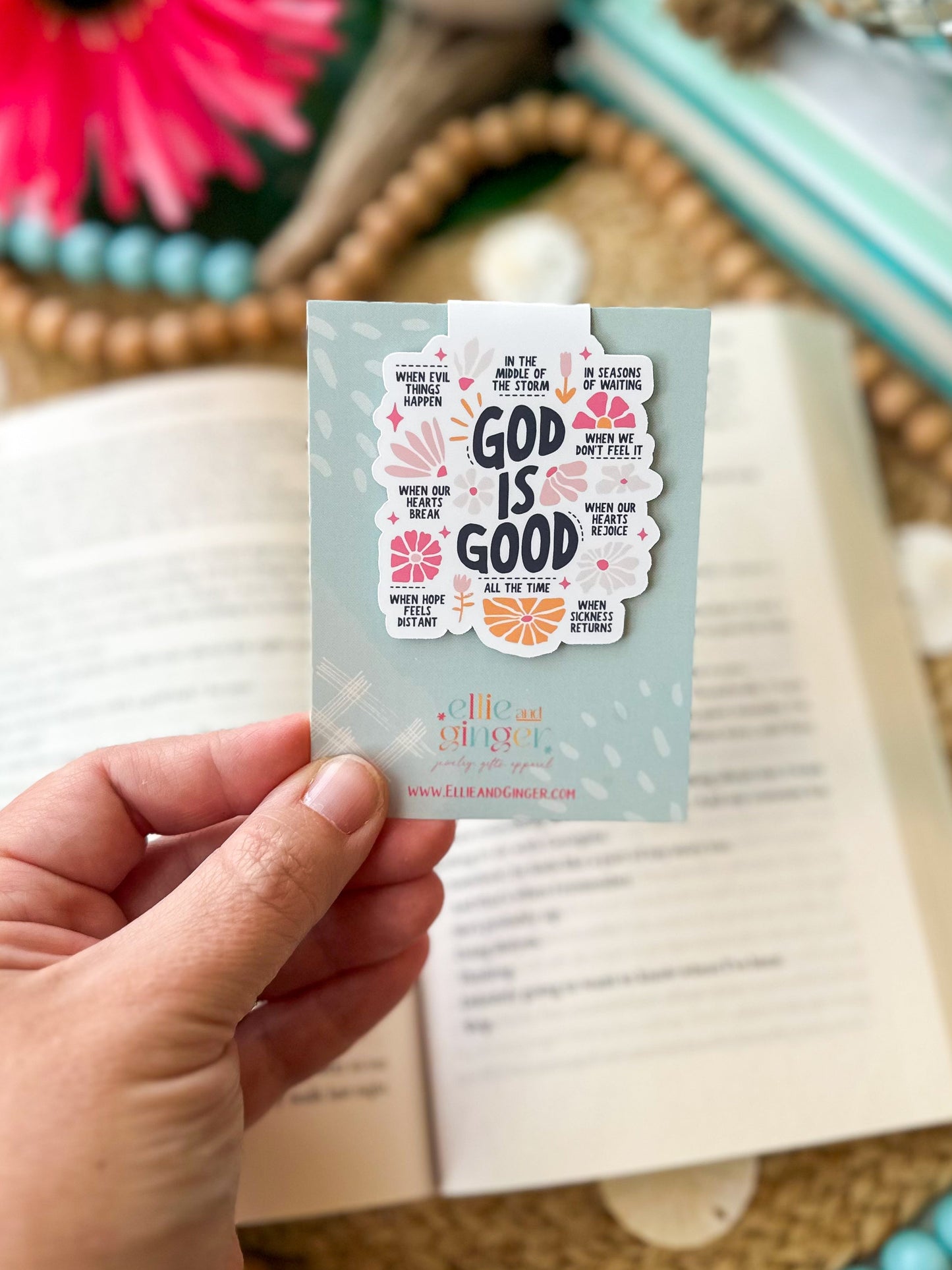 Magnetic Bookmark, God is Good even when things are hard, collage, Bible Study
