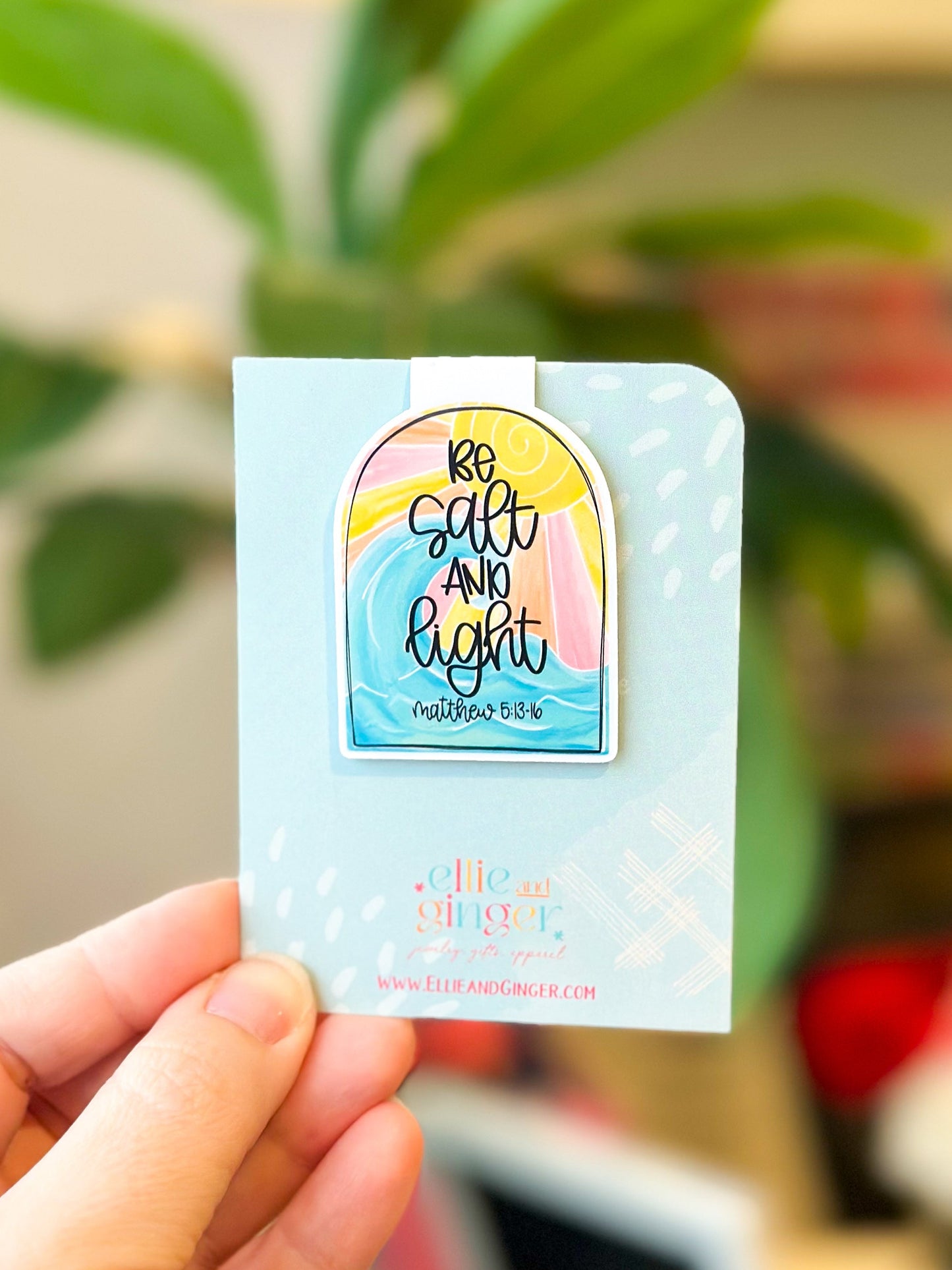 Magnetic Bookmark, Matthew 5:13-16, Be Salt and Light, Sunset and waves