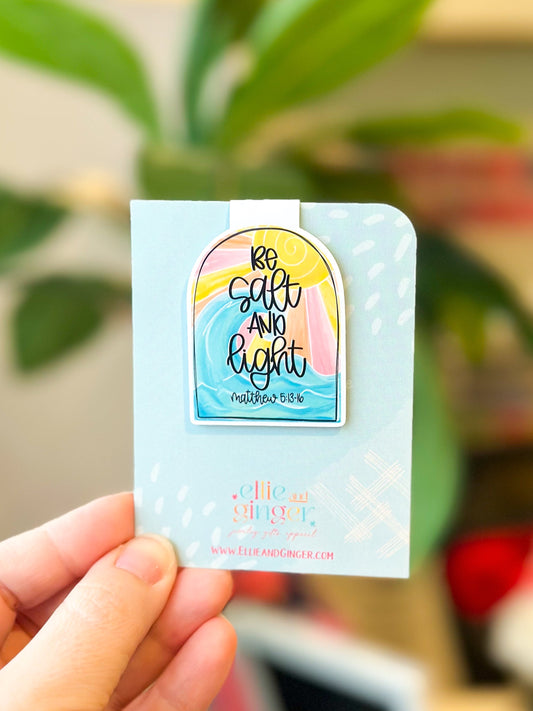 Magnetic Bookmark, Matthew 5:13-16, Be Salt and Light, Sunset and waves