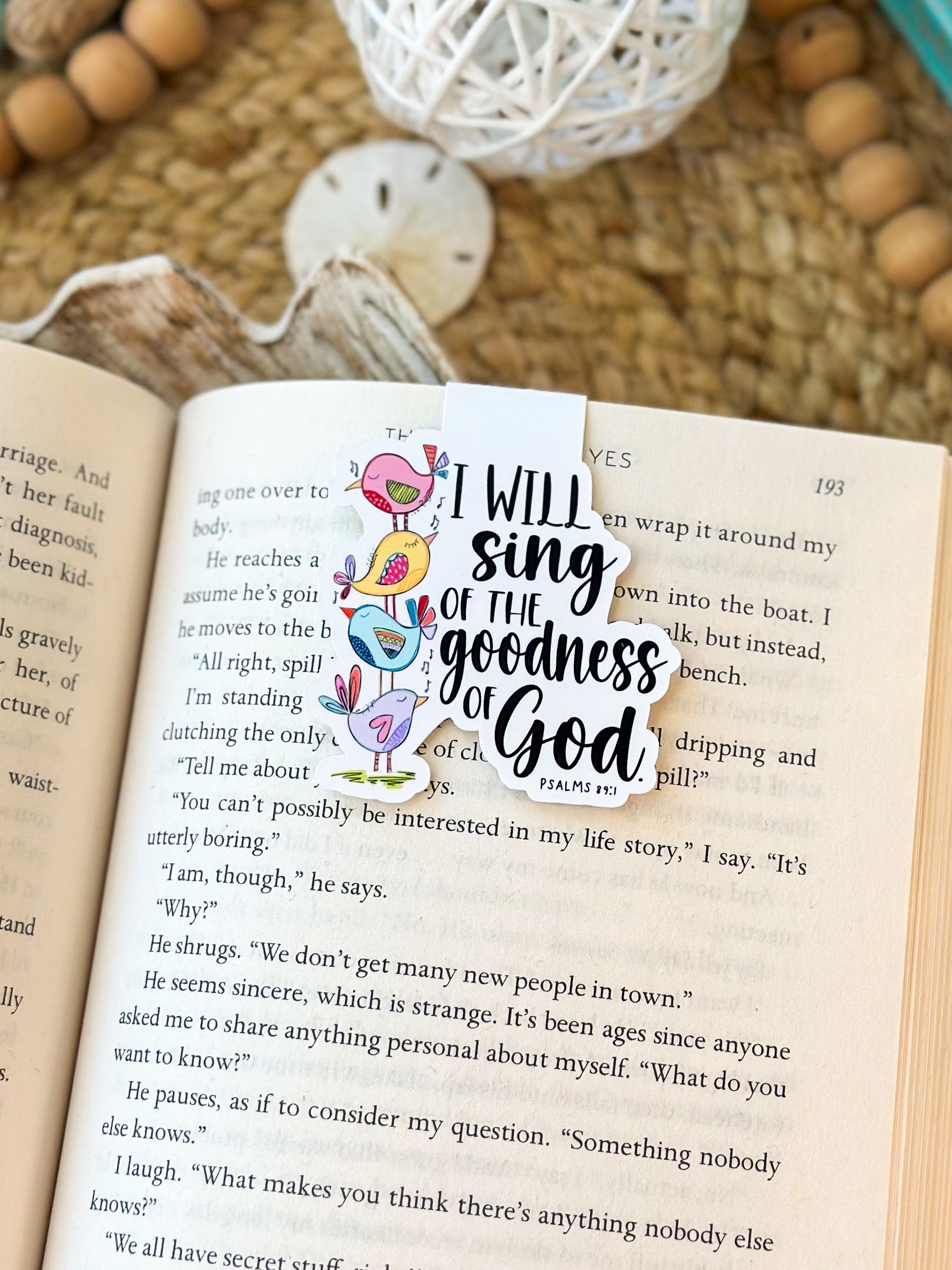 Magnetic Bookmark, Psalms 89:1, Birds, I will sing of the goodness of God, Bible verse