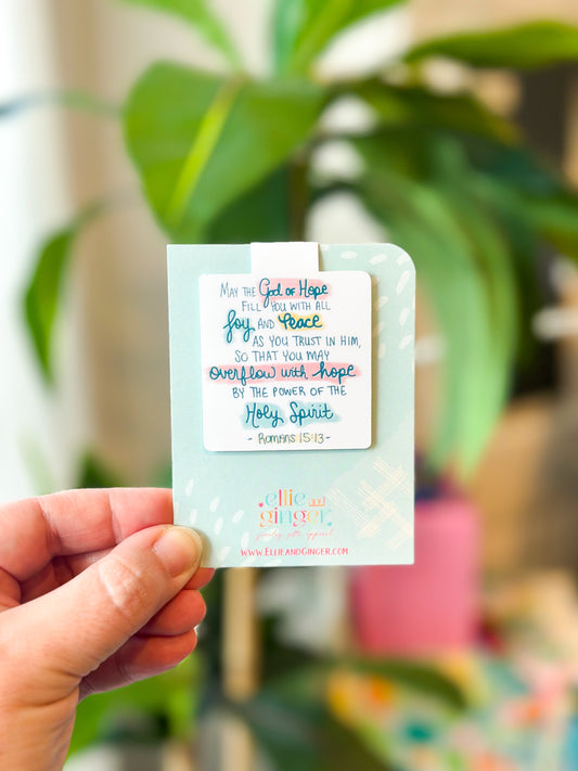 Magnetic Bookmark- Romans 15:13, Handwritten Bible verse bookmark