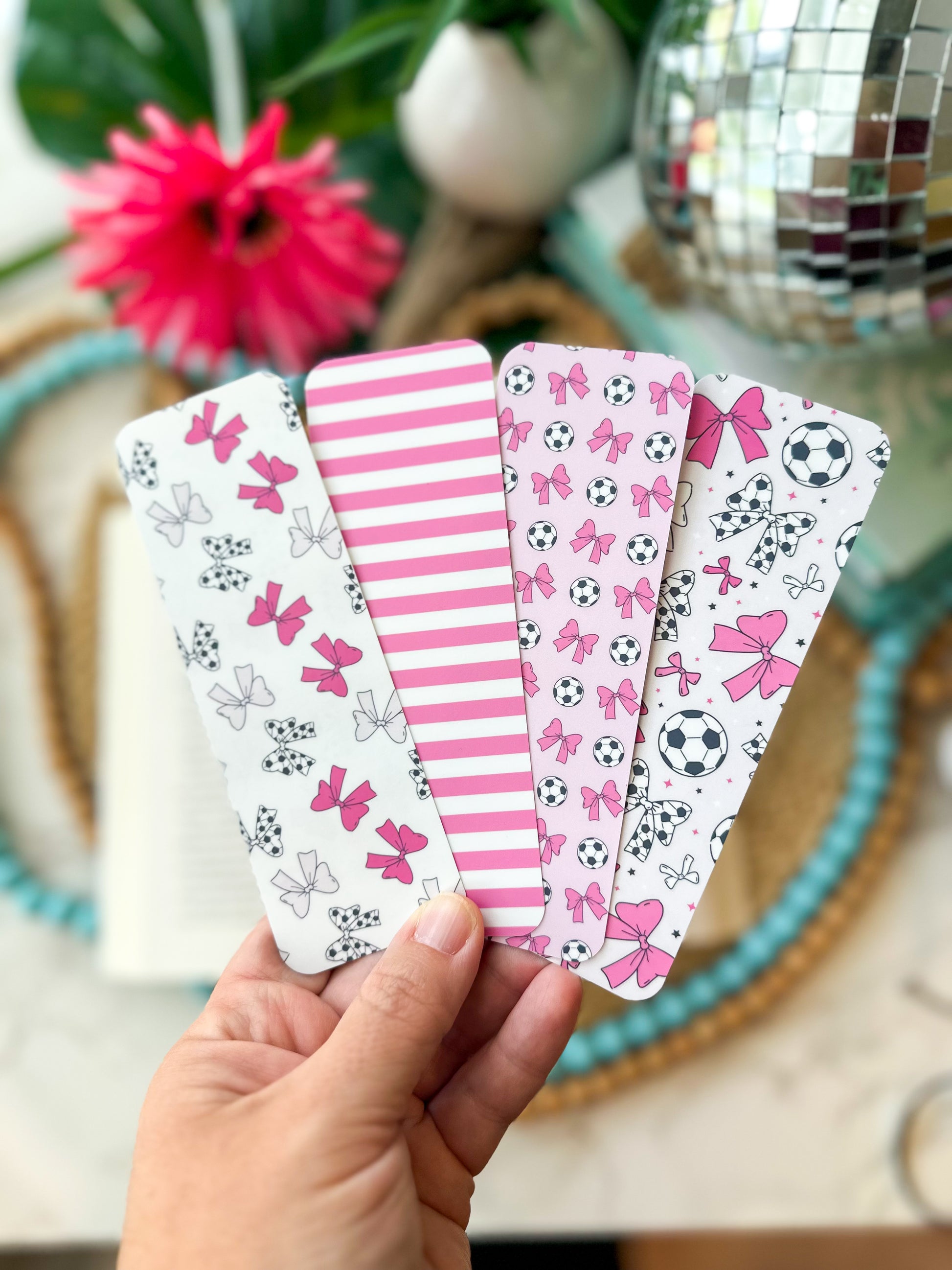 Pink Soccer Bookmarks