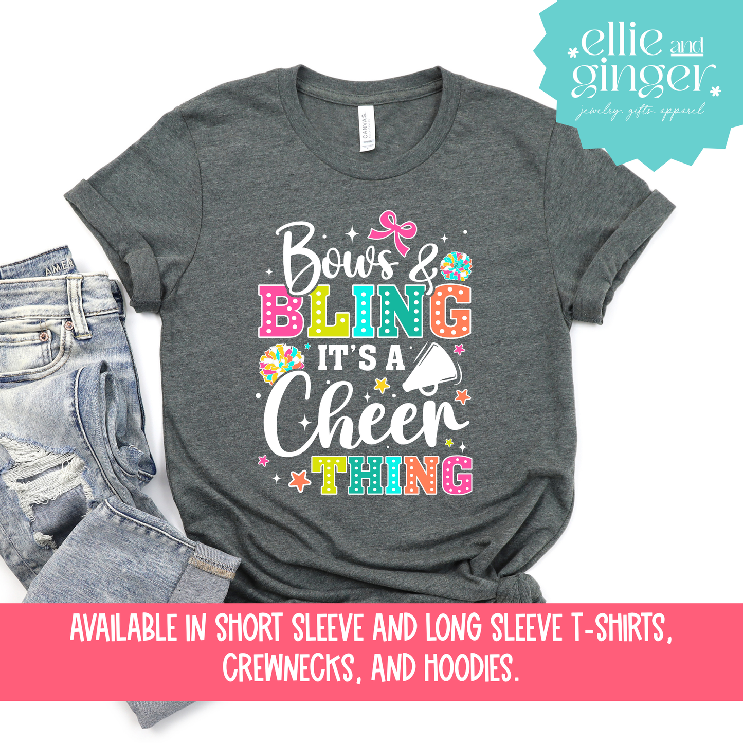 Bows and Bling It's a Cheer Thing- Shirt, Crewneck or Hoodie
