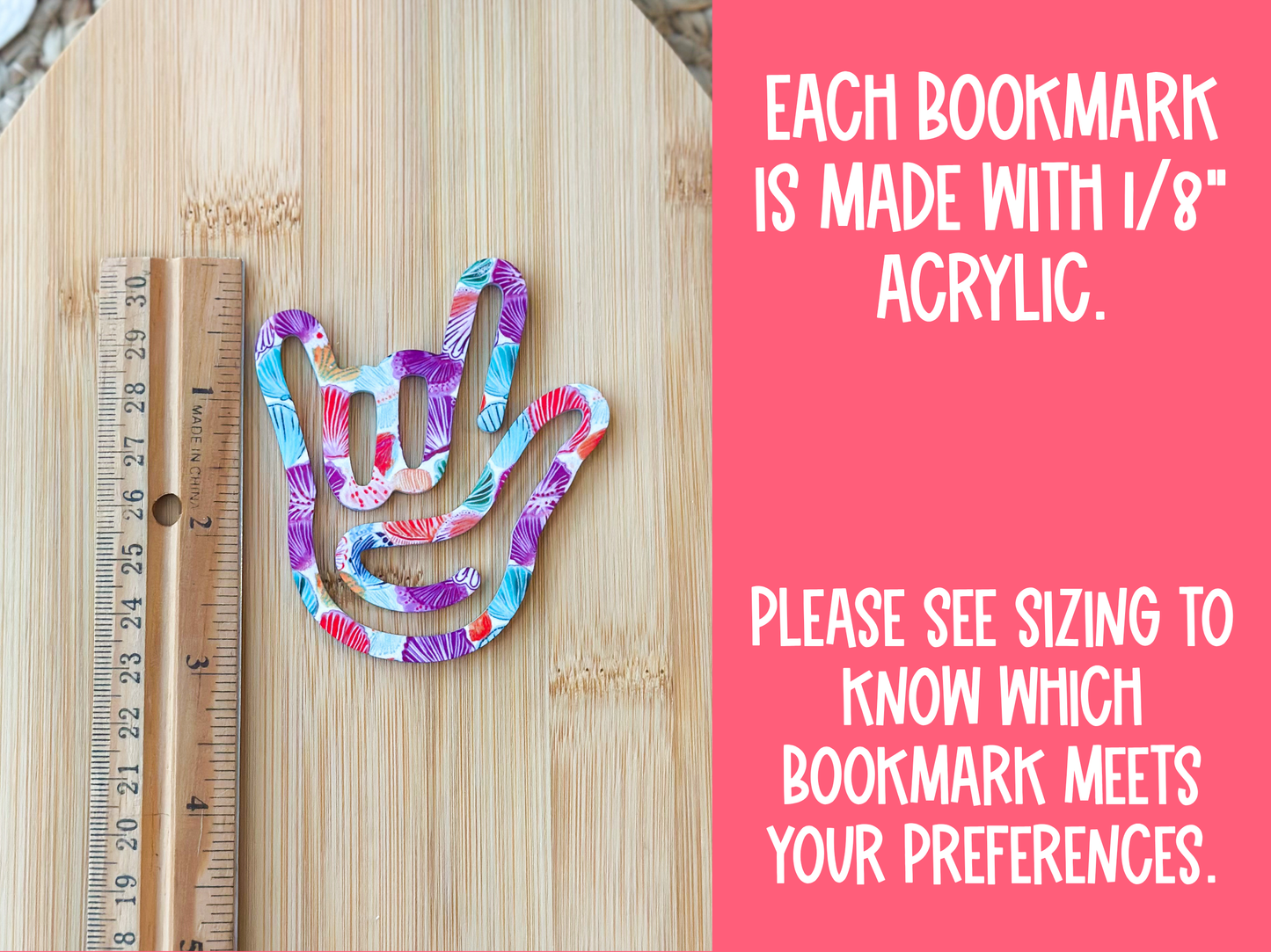 Acrylic ASL I Love You Bookmark