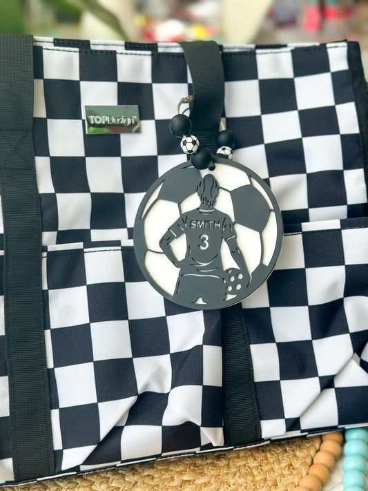 Acrylic soccer bag tag for sports bags