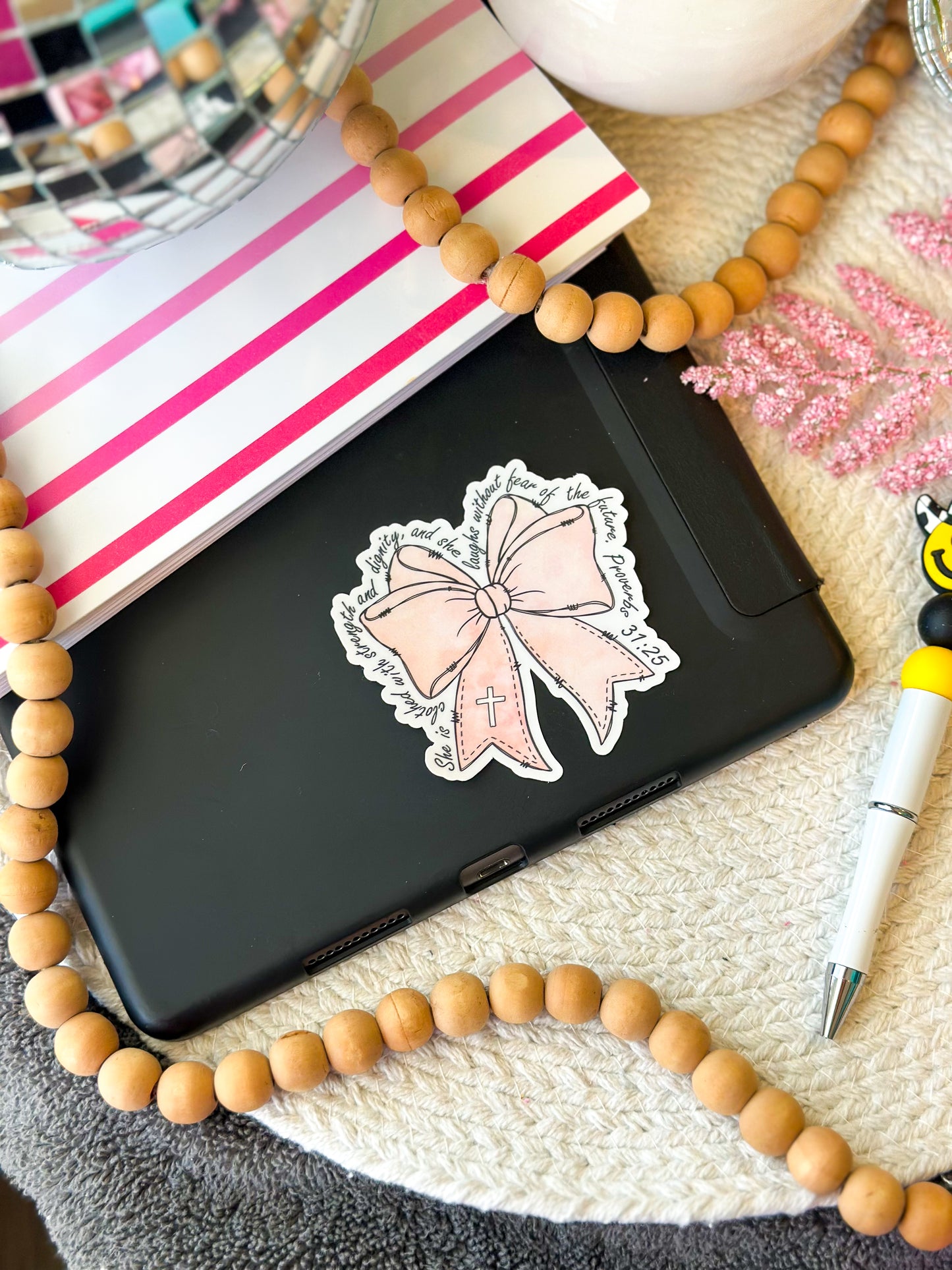 Sticker- Proverbs 31.25 Pink Coquette Bow