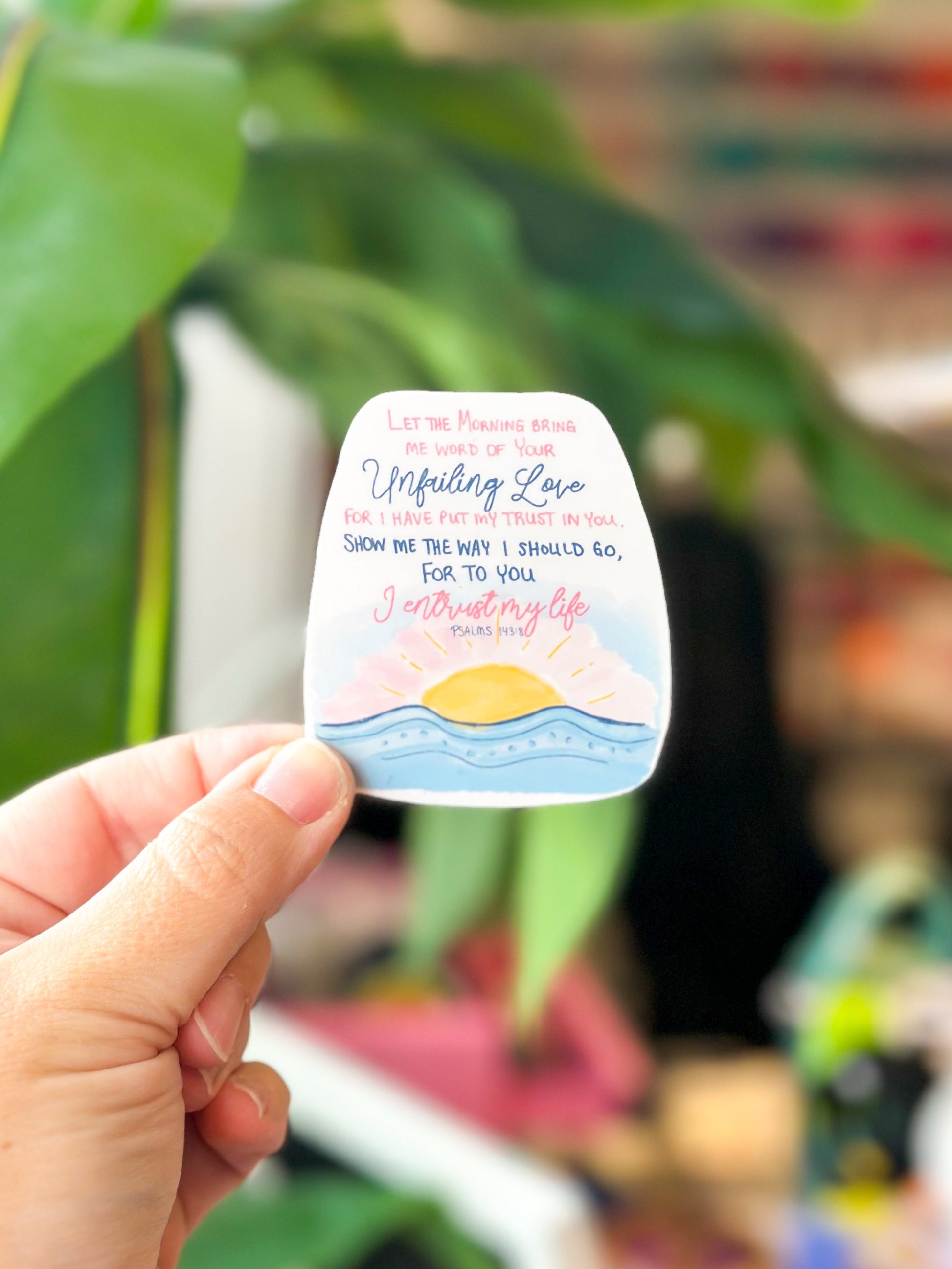 Sticker- Psalm 143:8 Sunset waves