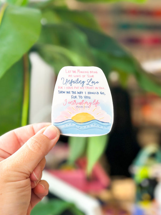 Sticker- Psalm 143:8 Sunset waves