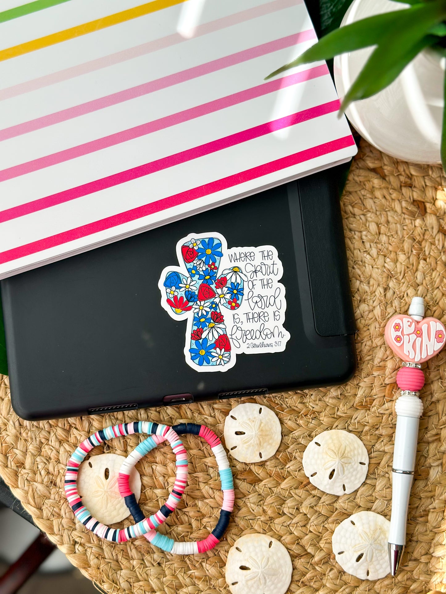 Sticker- 2 Corinthians 3:17- Patriotic Floral