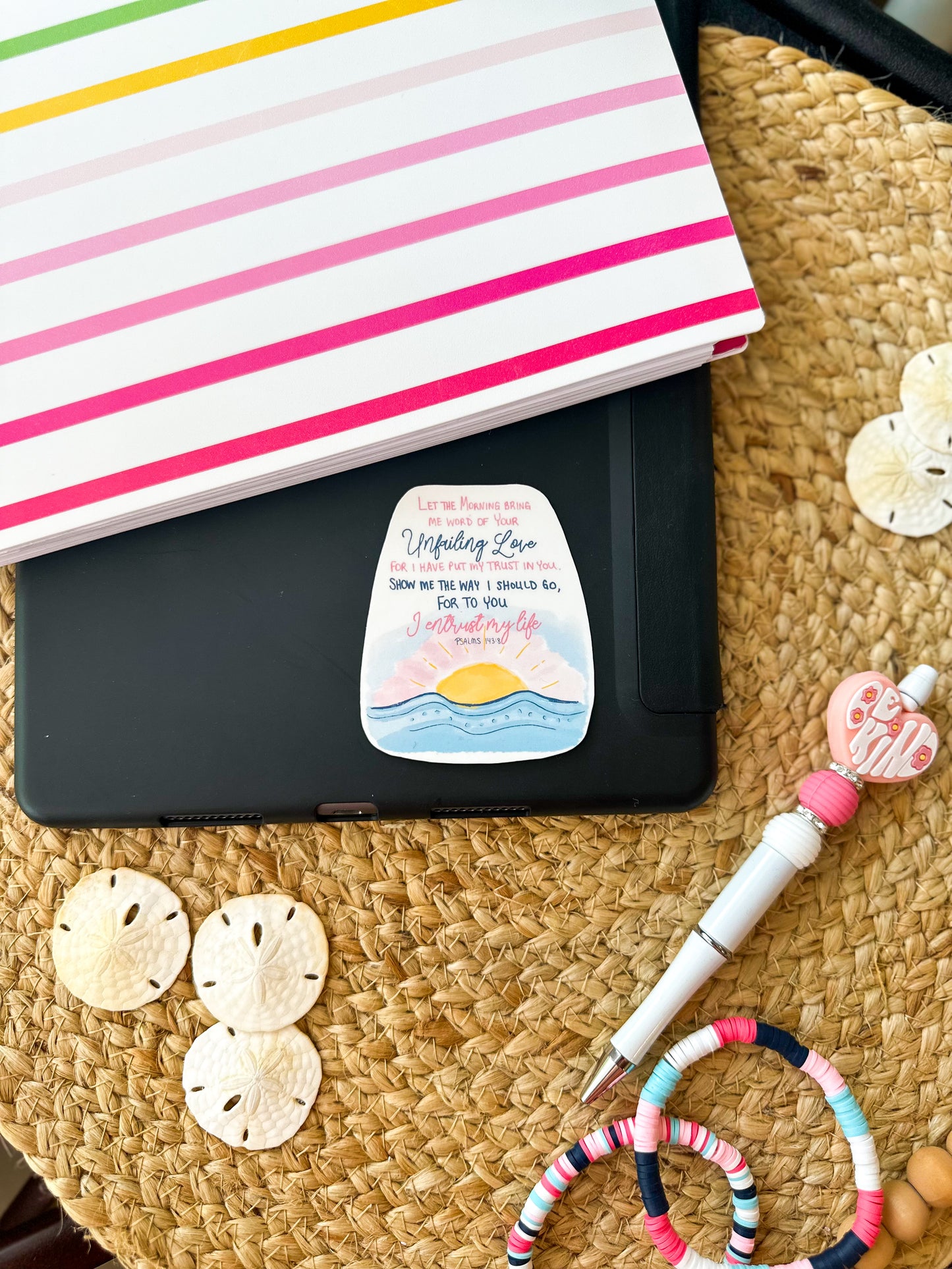 Sticker- Psalm 143:8- Sunset Waves