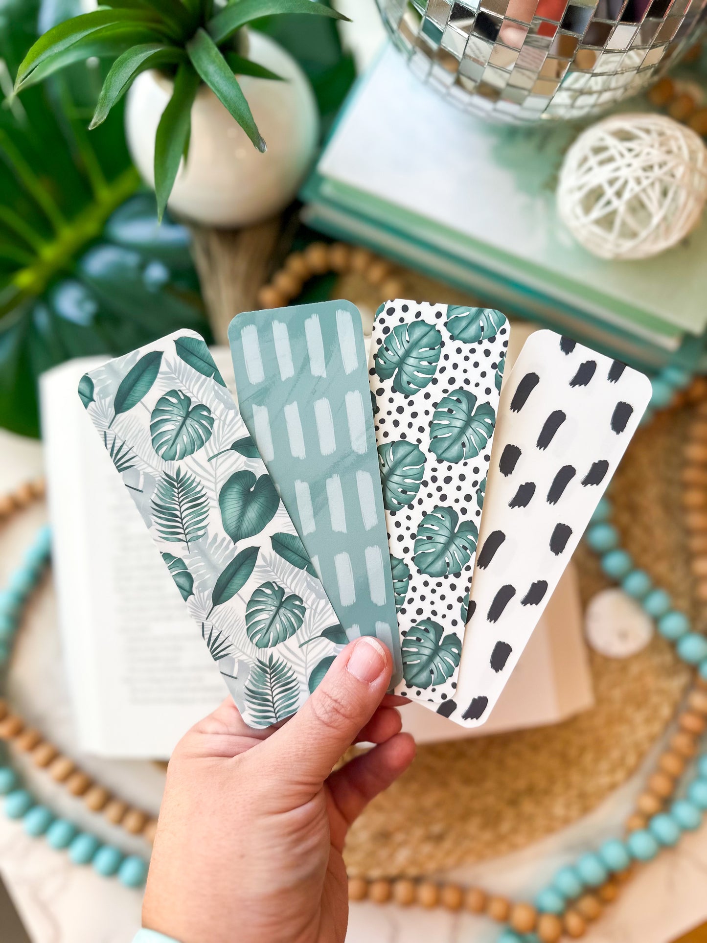 Tropical Leaves Bookmarks, Green Monstera bookmarks