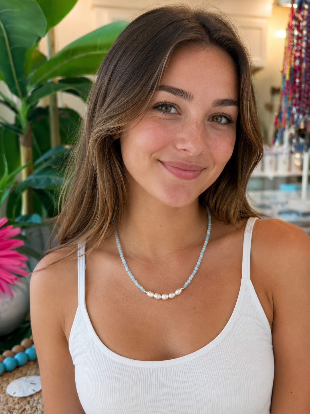 Aquamarine and Pearl Necklace